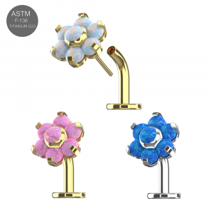 Implant Grade Titanium Flower opal Threadless floating belly button ring