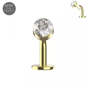 G23 Titanium Round CZ Threadless floating belly button ring
