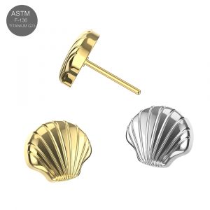 Wholesale G23 Titanium Threadless Pin Top  Variations - Seashell Design