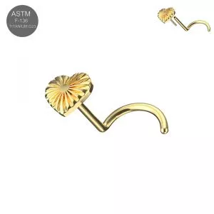 G23 Titanium Stripe heart push fit Nose Screw Stud