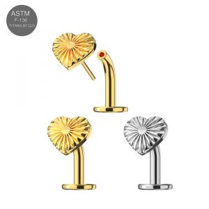 Implant Grade Titanium Stripe heart Threadless floating belly button ring