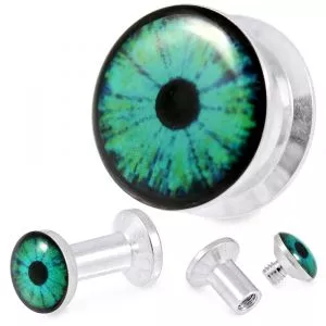 316L Surgical Steel Blue Eye Screw Fit Flesh Tunnel