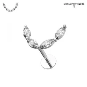 CZ Jeweled Crescent Internally Threaded 316L Surgical Steel Screw Fit Tragus Piercing
