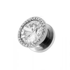 AAA Stone Multi Jeweled Screw Fit Flesh Tunnel