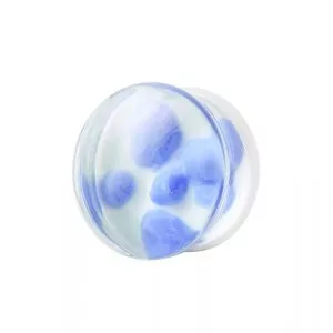 Blue Pebble Pyrex Glass Ear Plug