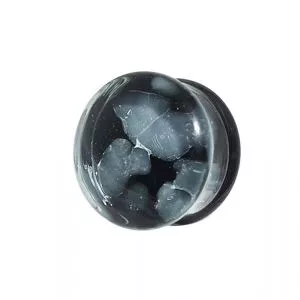 Grey Pebble Pyrex Glass Ear Plug
