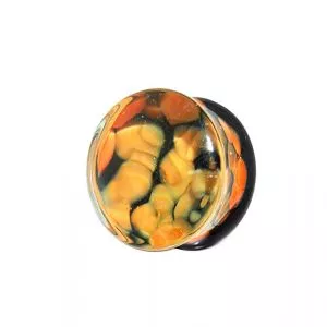 Orange Pebble Pyrex Glass Ear Plug