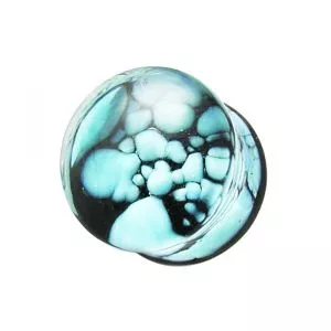 Aqua Pebble Pyrex Glass Ear Plug