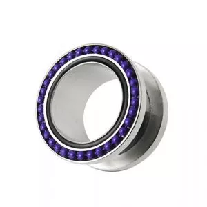Dark Blue Ball Loop Top Flesh Tunnel