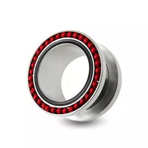 Red Ball Loop Top Flesh Tunnel