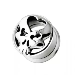 Skull with Heart Flesh Tunnel