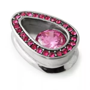 Pink Jeweled Tear Drop Ear Plug