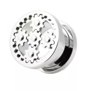 SS Steampunk  Web Screw Fit Flesh Tunnel