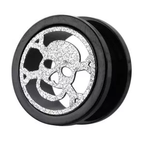 PVD Black Plated with Steel Matt Skull Motive Flesh Tunnels