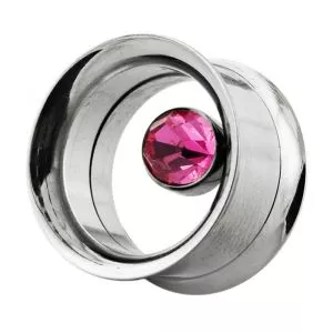 Single Crystal Stone In Bezel Set Ear Gauges Tunnel