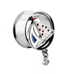 Sailing Boat with Dangling Anchor Double Flared Ear Plug
