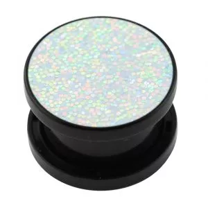 Acrylic Black Glittering Rainbow Screw Fit Flesh Tunnel