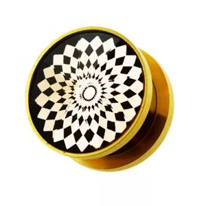 Gold PVD Platted Cut out Jeweled Screw Fit Flesh Tunnel