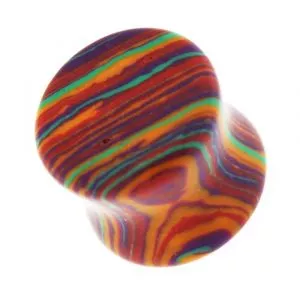 Colorful Multiple Stripes on Stone Saddle Ear plug Gauges