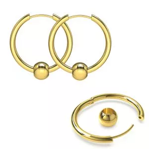 Surgical Steel Hinged Sleeper Earrings Hoops with Bead Ball