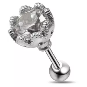 Cartilage Helix Tragus Piercing Crown Setting Jeweled Ear Stud