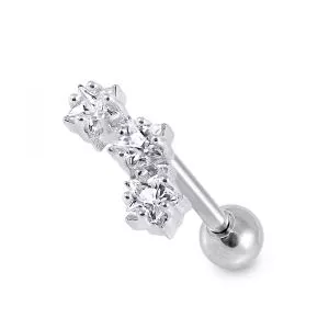  Heart Clear Gem Top Cartilage Helix Tragus Piercing Surgical Steel  Ear Stud