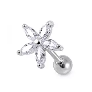 Heart Clear Gem Top Cartilage Helix Tragus Piercing Surgical Steel Ear Stud