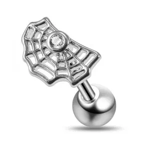 Tiny Jeweled Spider Web Cartilage Helix Tragus Piercing Ear Stud