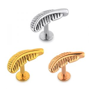 Vintage Leaf Surgical Steel Helix Tragus Piercing Ear Stud