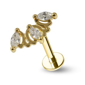 Triple Marquise CZ Stone Surgical Steel Helix Tragus Piercing Ear Stud