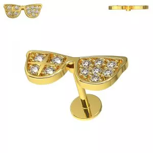 CZ jeweled Goggles Surgical Steel Helix Tragus Piercing Ear Stud