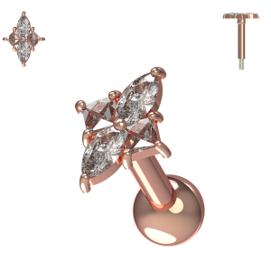 925 Sterling Silver Marquise CZ Cartilage Tragus Piercing Ear Stud Jewelry