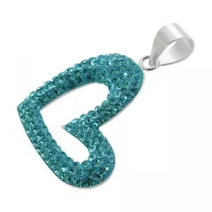 High Quality Crystal stone Heart Silver Pendent