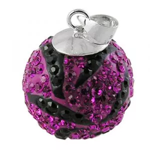 Beautiful Pink Crystal stone Studded Silver Zebra Pendent