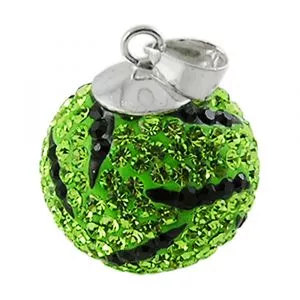 Green And Black Crystal stone Silver Zebra Pendent ZPN062