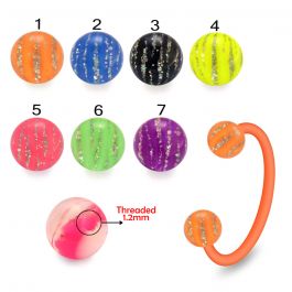 16G 5/16 Bio Flex Curved Barbell Eyebrow Ring – UV Spikes