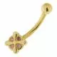 4 Stone Iron Cross 14K Gold Banana Bar Navel Ring