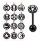 316L Surgical Steel Tongue Barbell with Black Anodised Logo on Top With Steel Balls