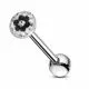 Tongue Barbell with Black Star Epoxy covered By White crystals