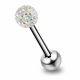 Tongue Barbell with Crystal ball