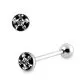 Tongue Barbell With Black Epoxy Covered Crystals 