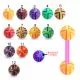 Bio Flex Tongue Barbell With Fancy Stripe Colorful Hand Painted UV Balls