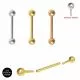 925 Sterling Silver Internally Threaded Straight Barbell Bar with Ball