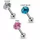 316L Surgical Steel Tongue Barbell with Round Shape CZ Stone