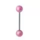 Tongue Barbell with Pink Glitter UV Balls