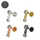 G23 Grade Titanium Double CZ Jeweled  Dangling Tragus Top Push Fit With Flat Back Labret