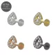 G23 Grade Titanium Multi Jeweled Tear Drop Design Tragus Top Push Fit  With Flat Back Labret