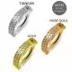 G23 Grade Titanium CZ Jeweled Reverse Curved Clicker Belly Ring