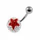 316L Surgical Steel White crystal Stone with Red Star Navel Belly Ring