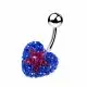 SS Blue Crystal stone With Pink Star Crystal Curved SS Banana Bar Navel Ring